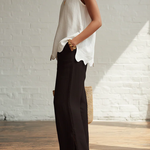 Elegant Minimalist Wavy Hem Shirt And Trousers Two-piece Set