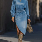 Women's Retro Hooded Stylish Casual Denim Dress
