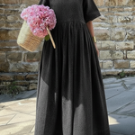 Cozy Vintage Peter Pan Collar Loose Denim Cotton Dress