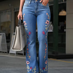 Women's Casual Slim-fit Embroidered Flared Jeans