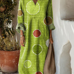 Women's Abstract Color Blocking Pattern Art Print Casual Cotton Dress