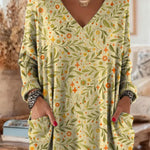 Women's Floral Pattern Art Print Casual Cotton Knitted Sweater
