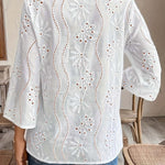 Women's V-neck embroidered lace patterned blouse