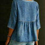 Retro Casual Lace Collar Denim Shirt Top