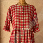 Vintage Plaid Print Button-up Loose Midi Dress