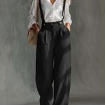 Cozy Loose-fitting Linen Overalls Wide-leg Pants ( Two-way Wear）