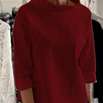 Women's Solid Color Stand Collar Long-sleeved Casual Loose Cotton Shirt