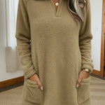 Cozy Polo-neck Coral Fleece Sweatshirt