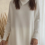 Casual Scarf Collar Solid Color A-line Sweater Top