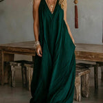 Women's Casual Sleeveless Loose Pocket Vest Long Dress