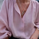 Effortless Elegance Lantern Sleeve Button-up Shirt