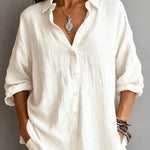 Women's Casual Cotton And Linen Polo Shirt