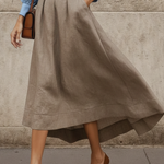 Elegant Irregular Hem Linen-cotton Blend Skirt