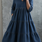 Casual Elegant Multi-layered Hem Denim Dress
