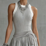 Stylish Casual Color-blocked Ribbed Stretch Midi Dress