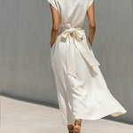 Waist-cinching Linen And Cotton Sleeveless Dress