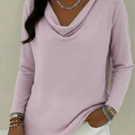 Retro Cowl-neck Cozy Pullover Top