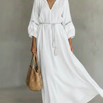 Women's Cozy And Loose-fitting Maxi Linen And Cotton Dress