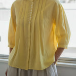 Women's Linen And Cotton Pleated Shirt