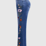Women's Casual Slim-fit Embroidered Flared Jeans
