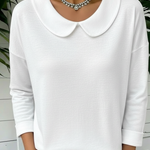 Cozy Vintage Peter Pan Collar Cotton Sweatshirt Top