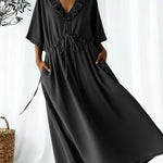 Casual Retro Ruffled Collar Loose Denim Dress