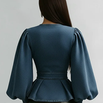 Elegant Lace-paneled Ruffled Hem Denim Shirt