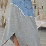 Stylish Casual Patchwork Denim Skirt