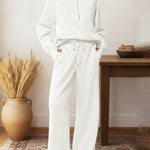 Women's Two-piece Set Half-zip Sweatshirt Wide-leg Pants Casual Suit.