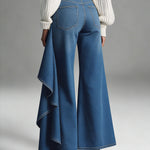 Women's Fashionable Ruffled Denim Pants