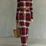 Women's Retro Plaid Sweater Dress