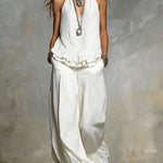 Women's Casual V-neck Ruffle Set