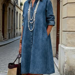 Cozy 100% Cotton Denim Shirt Dress