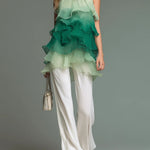 Elegant Gradient Flowy Sleeveless Chiffon Ruffle Top