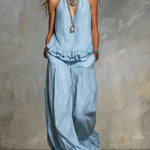 Women's Casual V-neck Ruffle Set