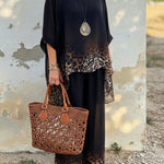 Elegant And Cozy Leopard Print Top And Pants Two-piece Set