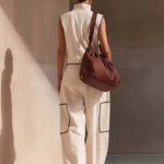Casual Loose-fitting Color-blocked Workwear Jumpsuit