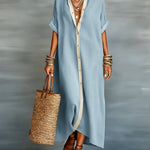 Women's Loose-fitting Linen And Cotton Shirt Dress