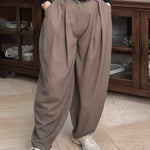 Women's Solid Color High-waisted Casual Loose Cotton Harem Pants
