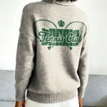 Tennis Club Decorative Patterns Casual Shirt Collar Long Sleeve Sweater