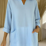 Women's Casual Loose-fitting Pocket Linen And Cotton Shirt