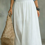 Elegant Floral Embroidery Wide-waisted Skirt