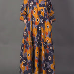Women's Elegant Floral Print 100% Cotton Long Dress