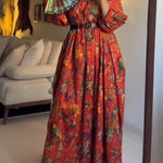 Women's Cotton Dress With Floral And Bird Print