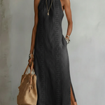 Retro Cozy Lace Print Denim Midi Dress