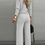 Casual Knitted Top And Wide-leg Pants Two-piece Set