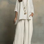 Cozy Cotton-linen Irregular Top And Wide-leg Pants Two-piece Set
