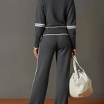 Women's Solid Color Casual Zip Art Stylish Cotton Suits