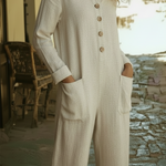 Casual Polo Collar Button-up Linen Jumpsuit