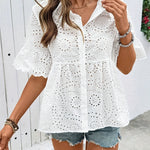 Women's Lace Embroidered Casual Retro Shirt